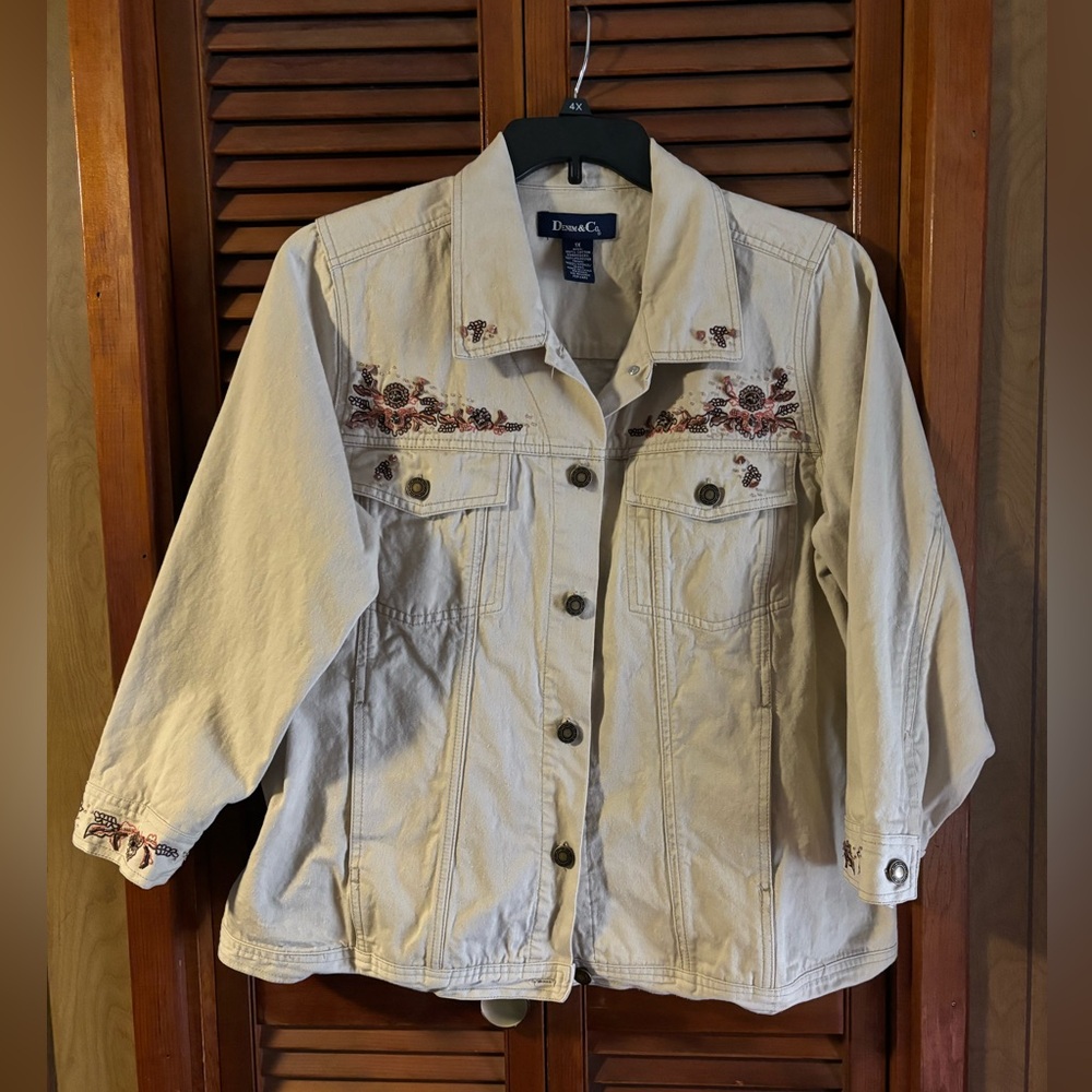 Embroidered and beaded denim ladies jacket. Not worn.